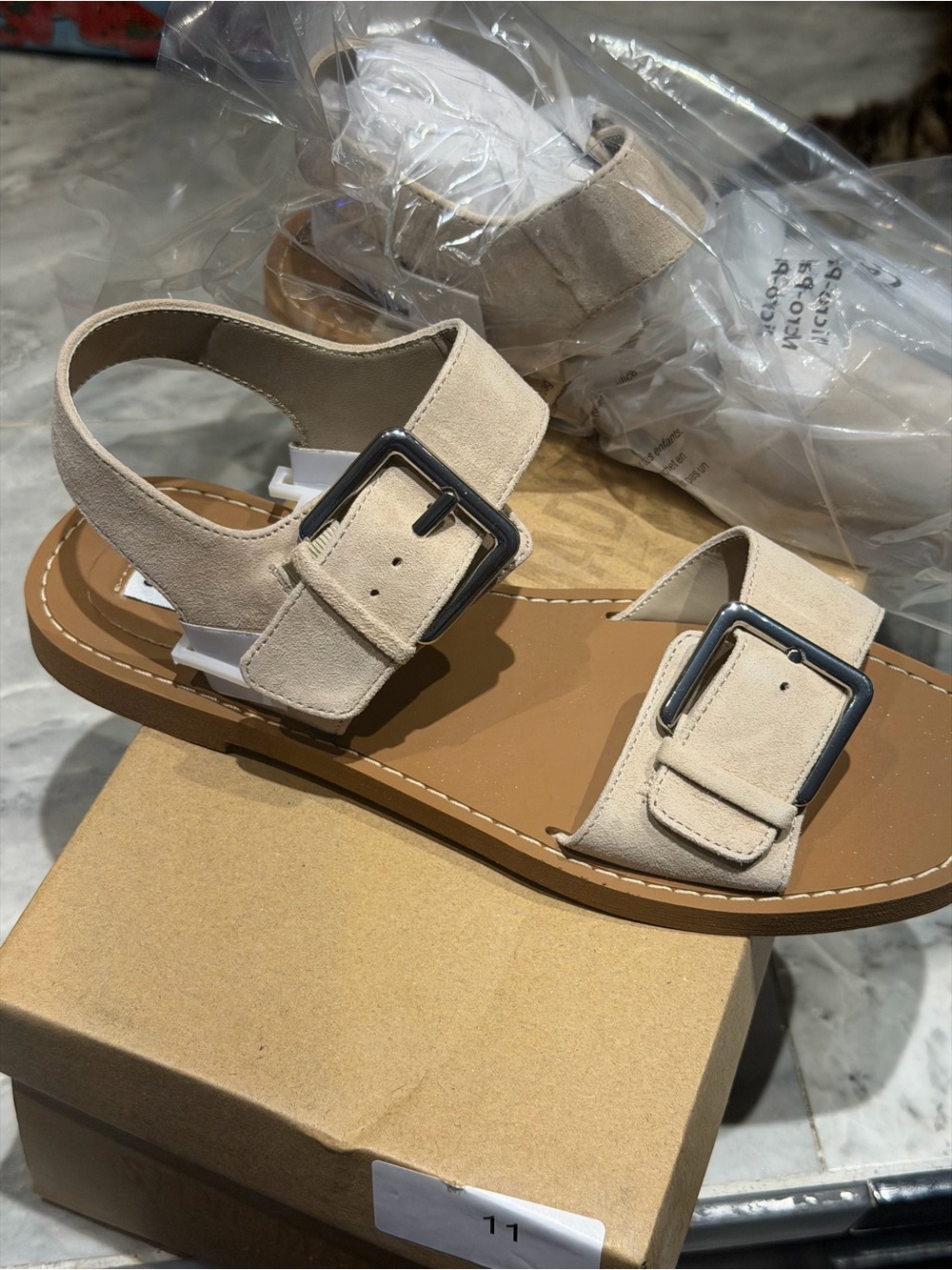 Steve Madden Beige Buckle Sandals